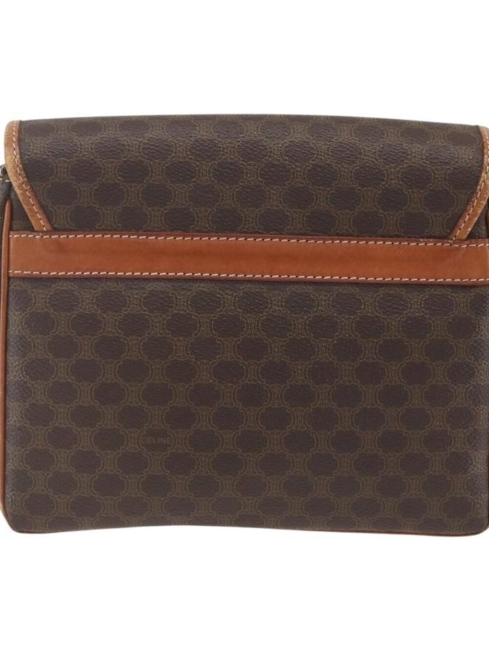 Authentic CELINE Macadam Canvas Shoulder Bag PVC Leather Brown Gold - Picture 10 of 16